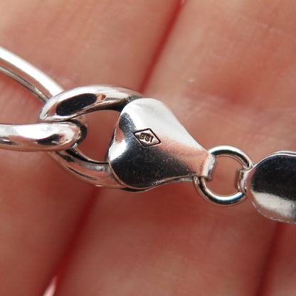 925 Sterling Silver Vintage Italy Figaro Link Bracelet 8.5"