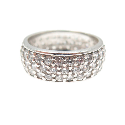 925 Sterling Silver Round-Cut C Z Sparkle Band Ring Size 7