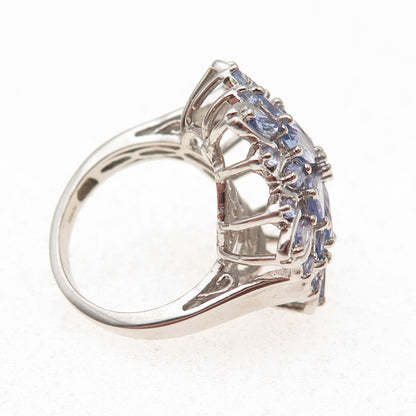 Chuck Clemency 925 Sterling Silver Real Tanzanite Floral Ring Size 6.25