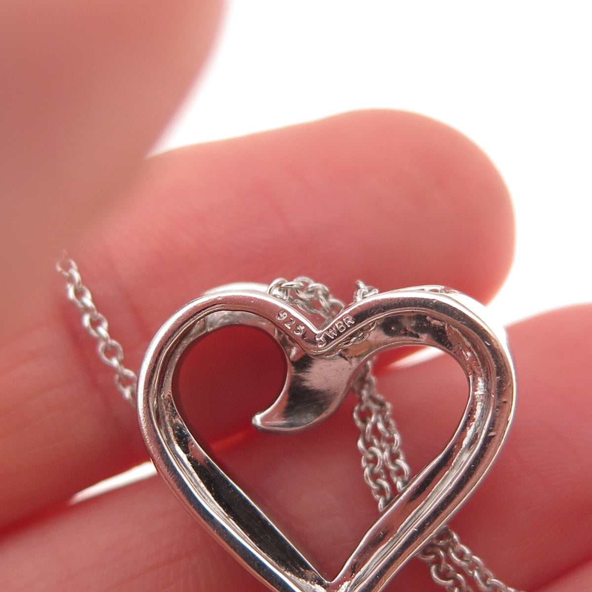 Jane Seymour 925 Sterling Silver Real Diamond Heart Cable Chain Necklace 18"