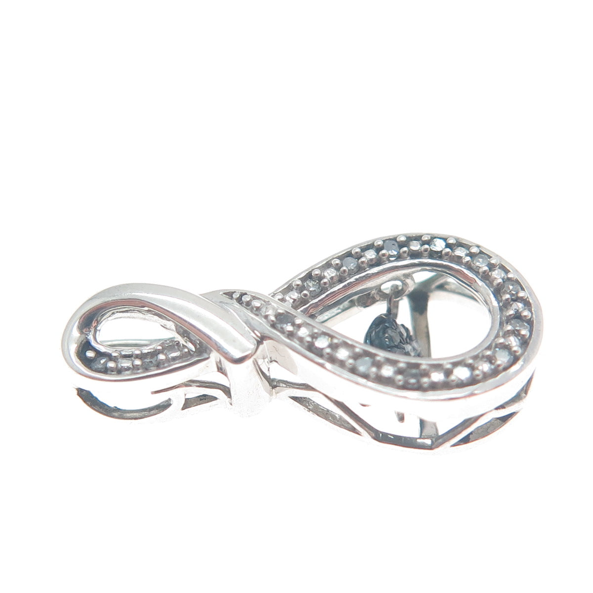 925 Sterling Silver Real White Diamond Infinity Slide Pendant
