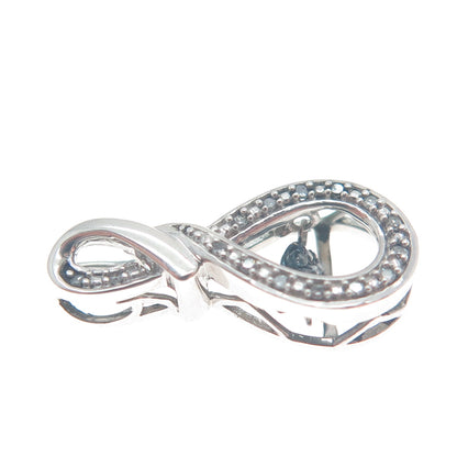 925 Sterling Silver Real White Diamond Infinity Slide Pendant