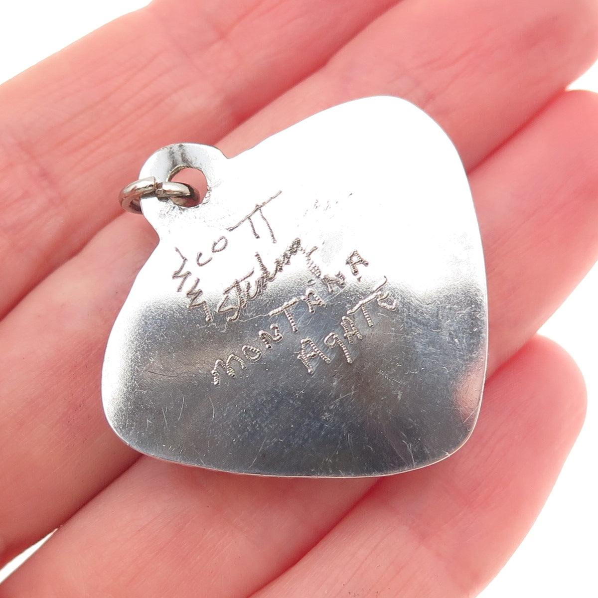 E. Scott 925 Sterling Silver Vintage Real Montana Agate Modernist Charm Pendant
