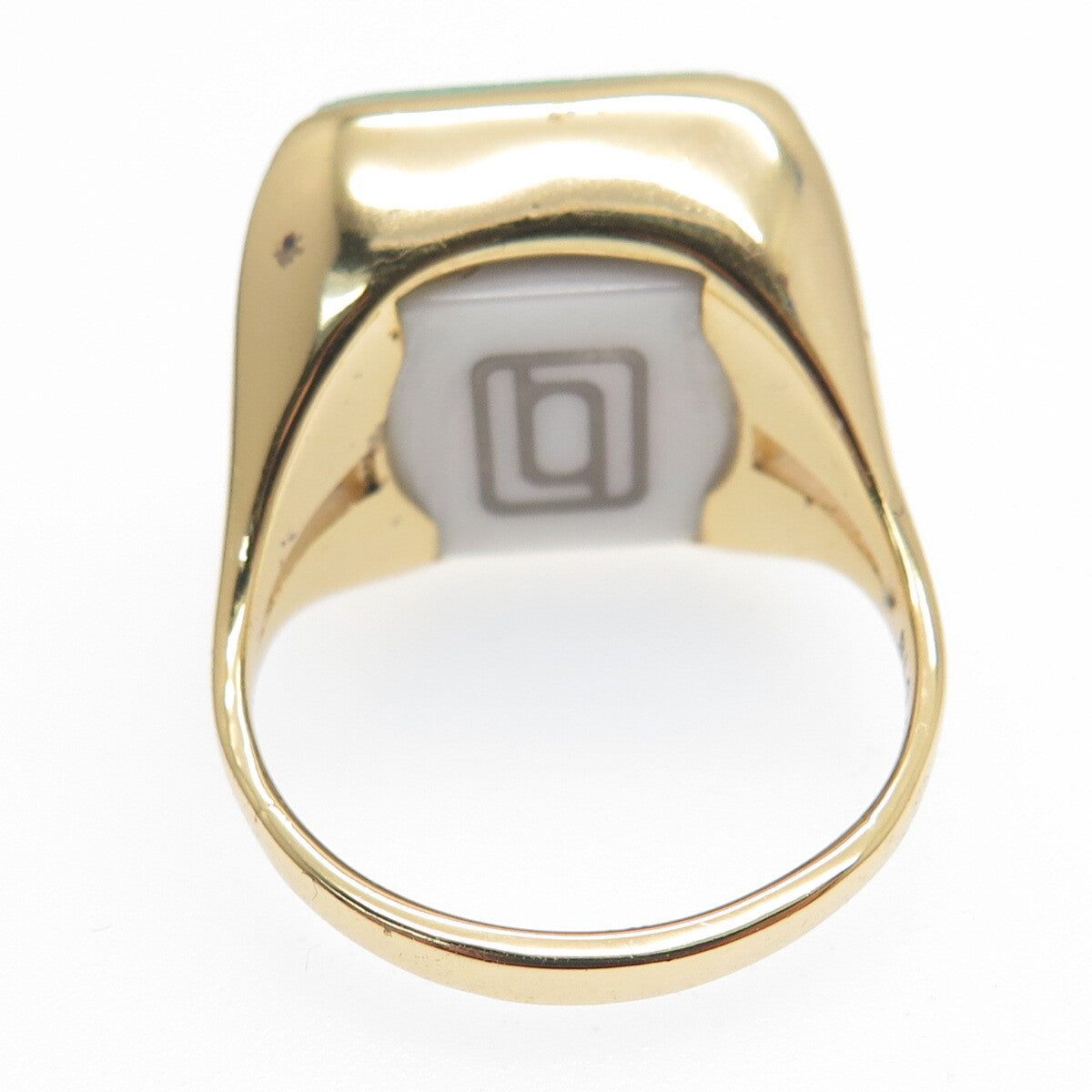 BLQ Basiq Jewelry Sterling Silver Gold Plated Real Aventurine Ring Size 10.25