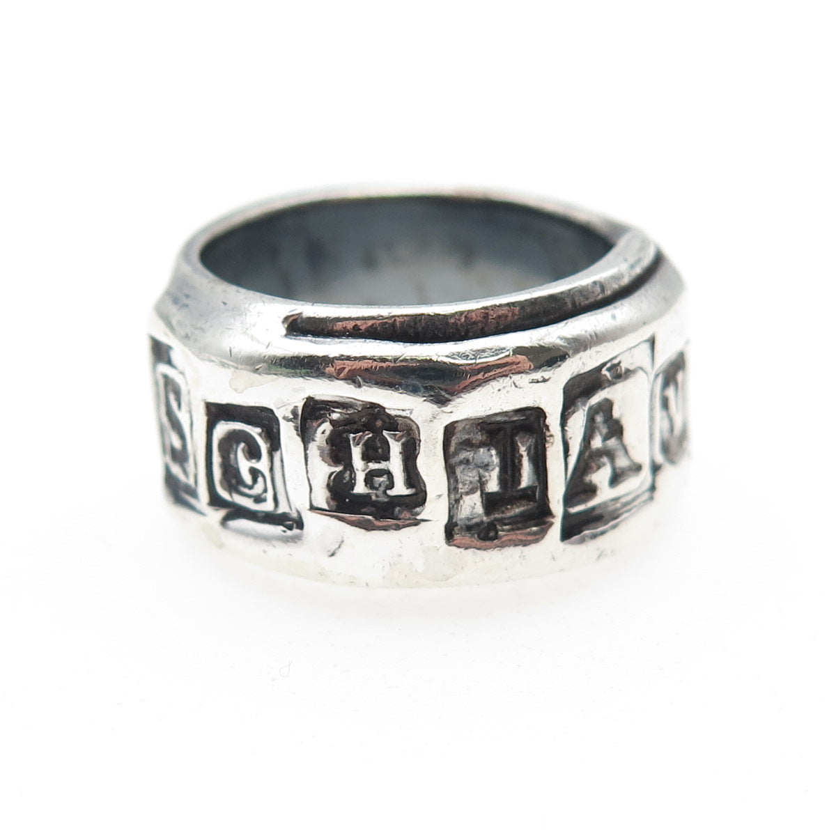 925 Sterling Silver Vintage Modernist Schiavo Oxidized Band Ring Size 8