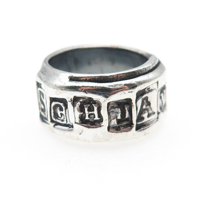 925 Sterling Silver Vintage Modernist Schiavo Oxidized Band Ring Size 8