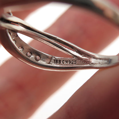 925 Sterling Silver Round-Cut C Z Crisscross Ring Size 8.5
