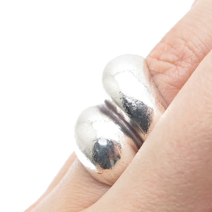 925 Sterling Silver Vintage Mexico Modernist Bypass Oxidized Ring Size 6.5