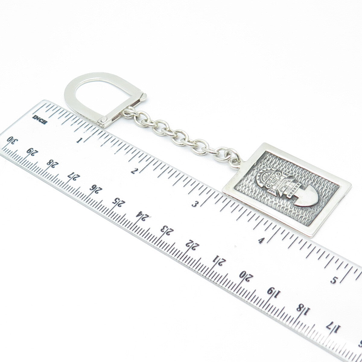 950 Silver Vintage Aztec God Tribal Key Chain Holder