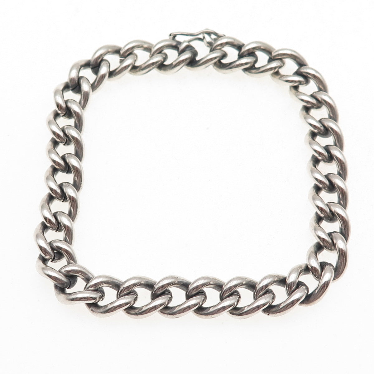 Warmet 925 Sterling Silver Vintage Poland Cuban Link Oxidized Bracelet 7.75"