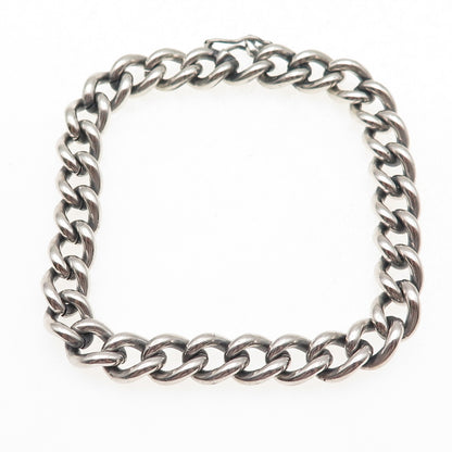 Warmet 925 Sterling Silver Vintage Poland Cuban Link Oxidized Bracelet 7.75"
