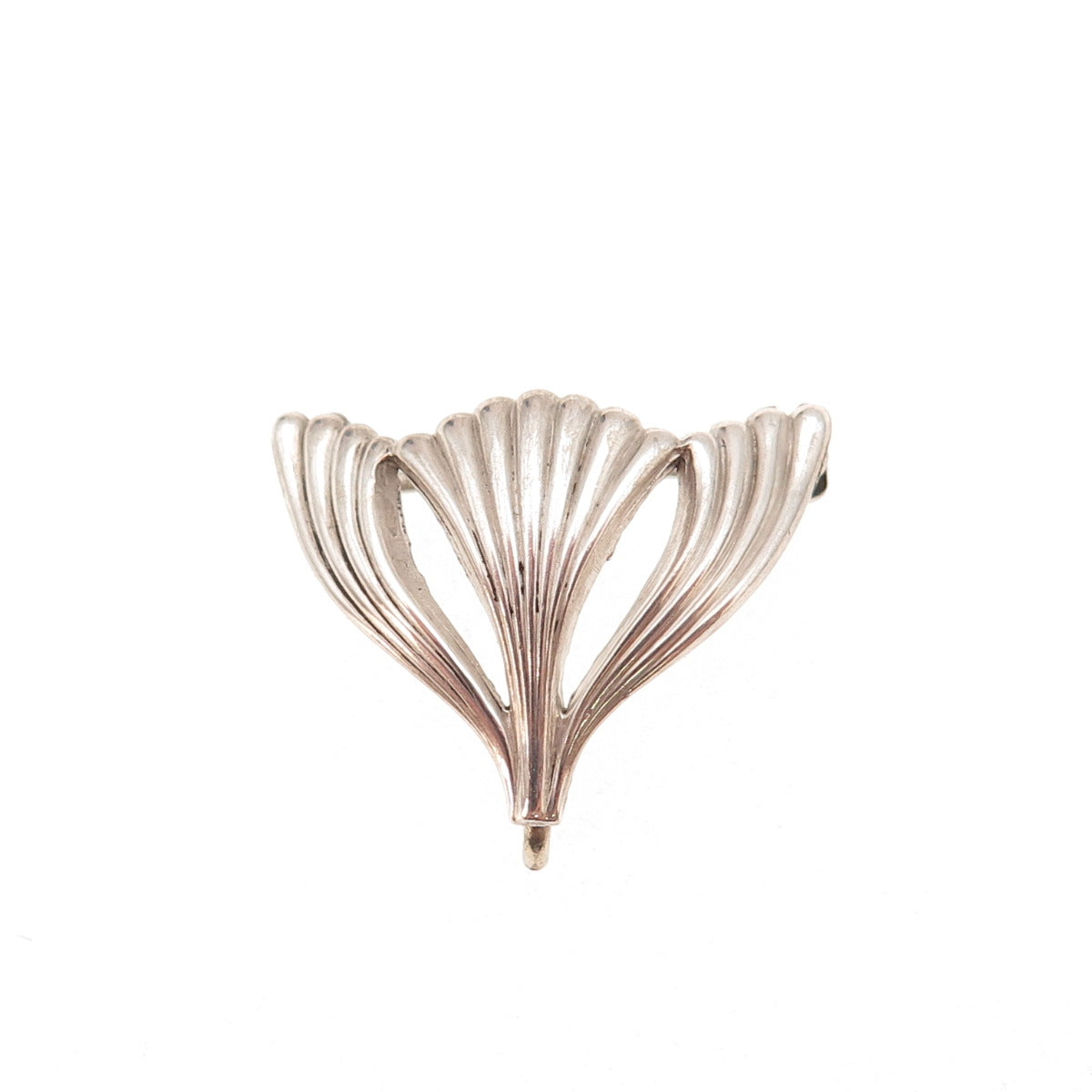 925 Sterling Silver Antique Art Deco Floral Charm Holder Pin Brooch