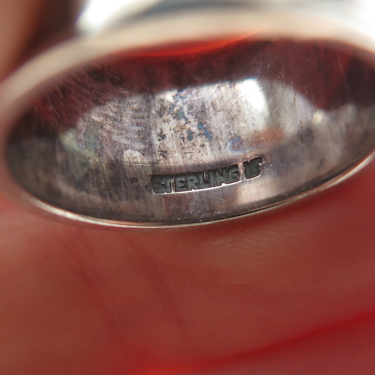 C. LAMOND FILS 925 Sterling Silver Vintage Enamel Modernist Band Ring Size 6.25