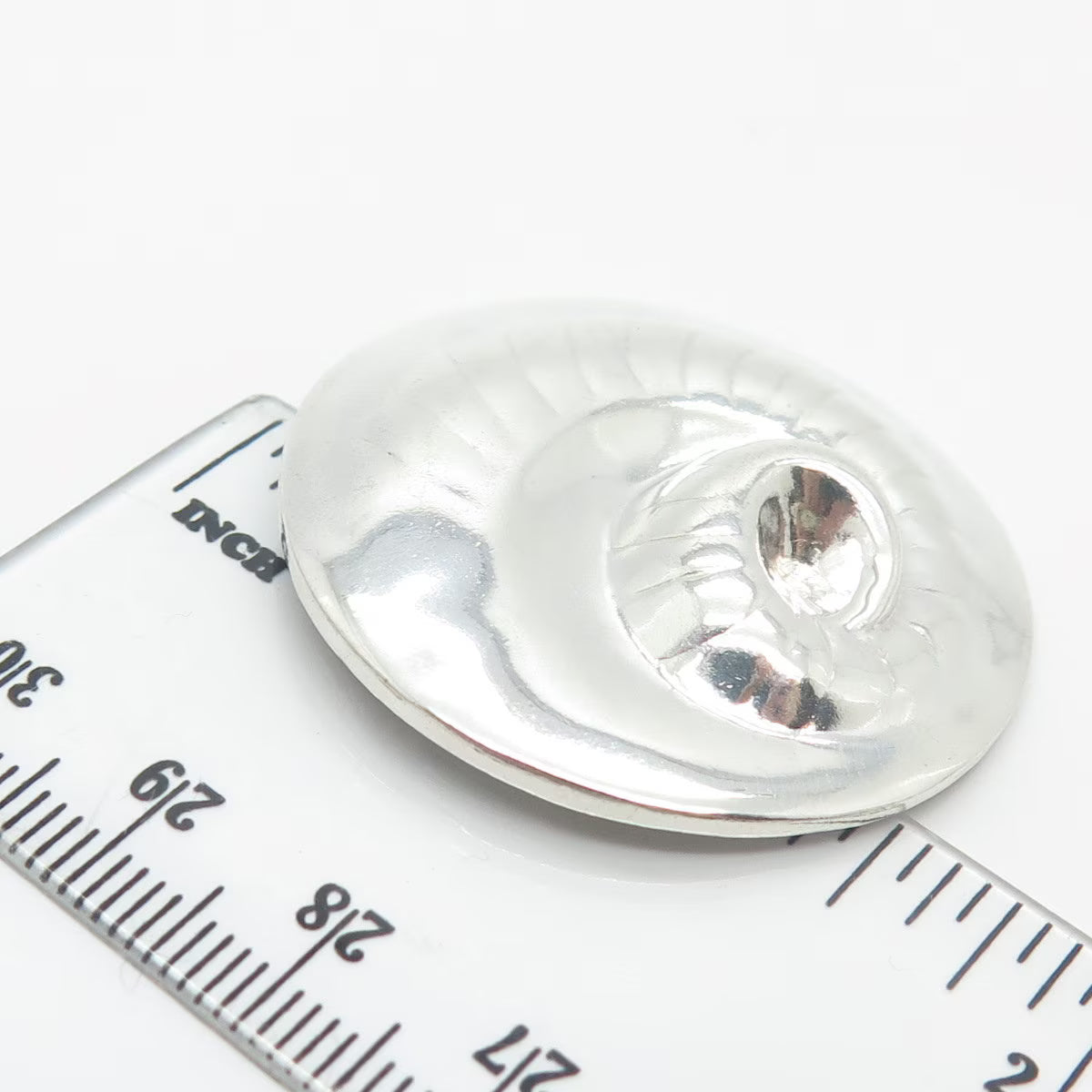 925 Sterling Silver Vintage Spiral Shell Pin Brooch