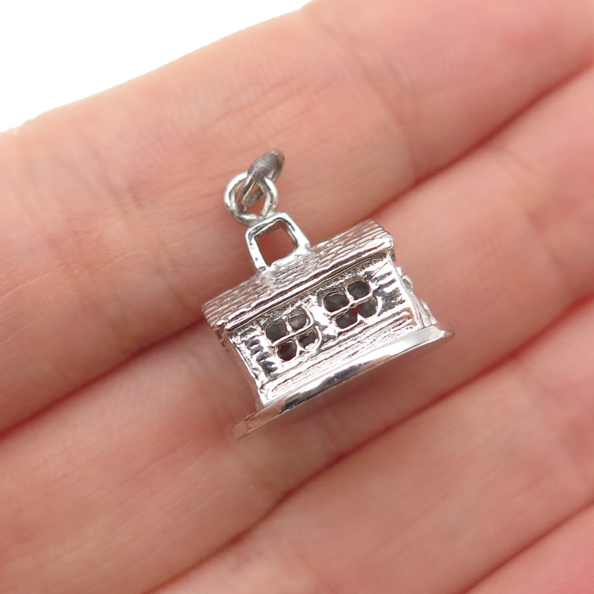 CHARM CRAFT 925 Sterling Silver Vintage Old House Mini 3D Pendant