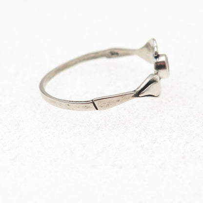 925 Sterling Silver Vintage Real Lapis Two Birds Oxidized Ring Size 9.25