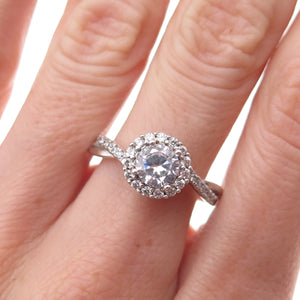 925 Sterling Silver Round-Cut C Z Engagement Ring Size 8