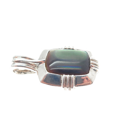 MICHELLE ALBALA 925 Sterling Silver Vintage Real Abalone Shell Pendant
