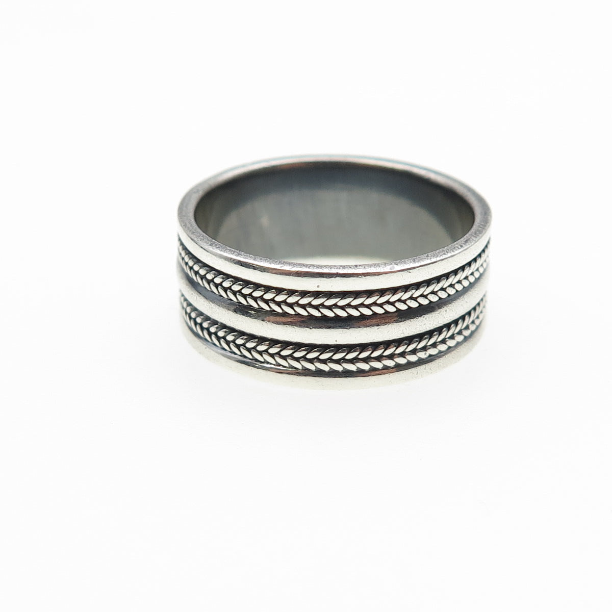 925 Sterling Silver Vintage Wheat Oxidized Band Ring Size 7.75