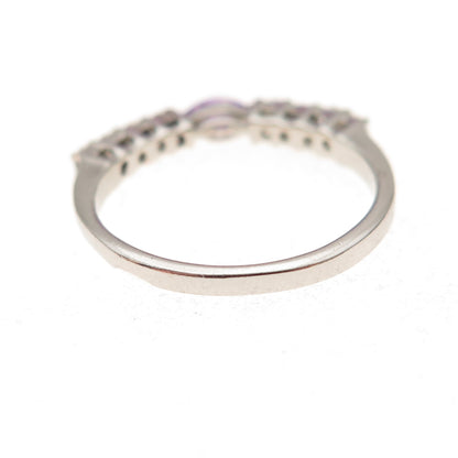925 Sterling Silver Real Amethyst & C Z Stackable Ring Size 6