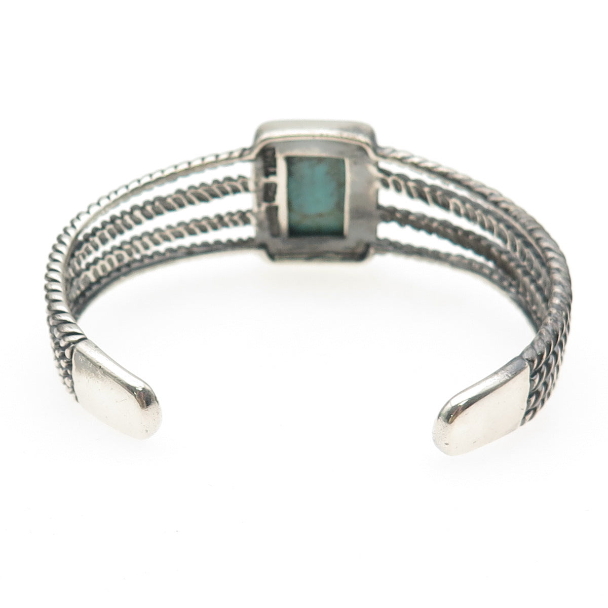 BARSE 925 Sterling Silver Vintage Real Tyrone Turquoise Adjustable Bracelet 7"