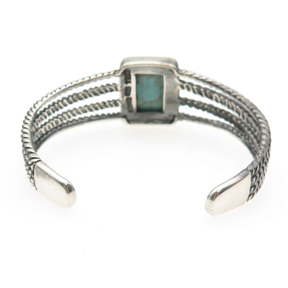 BARSE 925 Sterling Silver Vintage Real Tyrone Turquoise Adjustable Bracelet 7"
