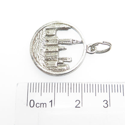 925 Sterling Silver Vintage New York City Skyline Charm Pendant