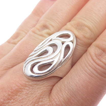 925 Sterling Silver Vintage Modernist Swirl Ring Size 6.25
