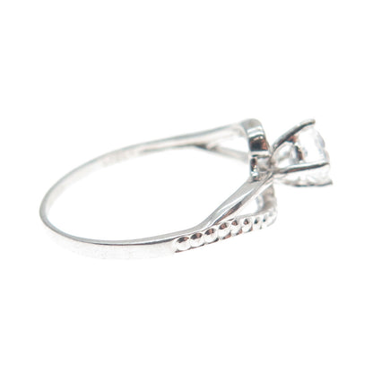 925 Sterling Silver Round-Cut Shaped C Z Engagement Ring Size 6