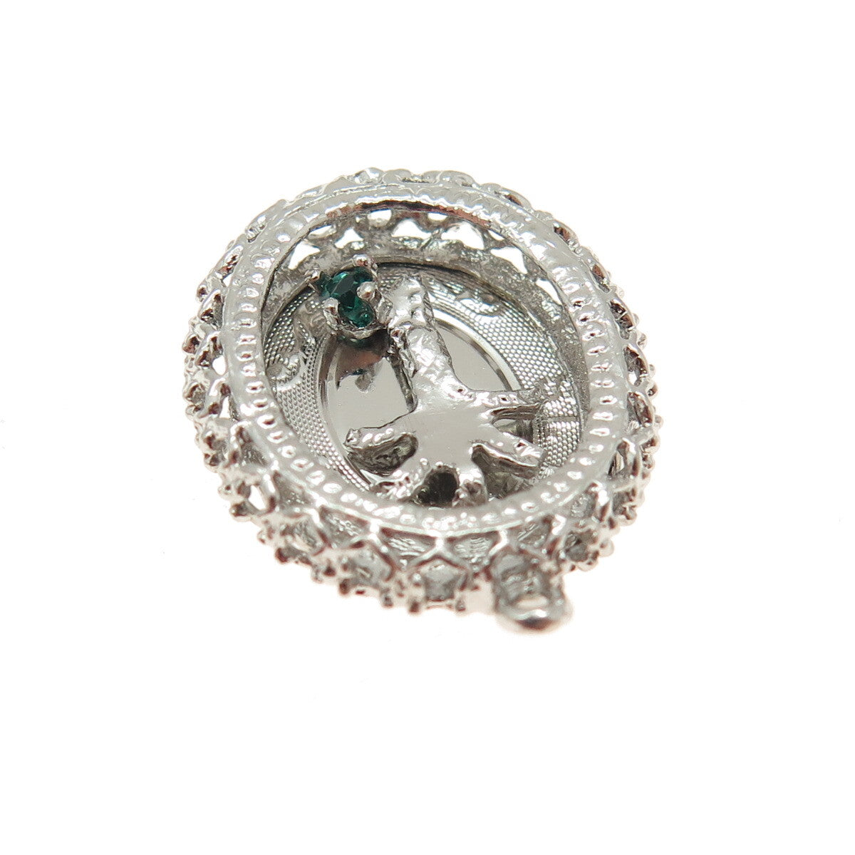 925 Sterling Silver Vintage Nano Emerald St. Thomas Tree of Life Pendant