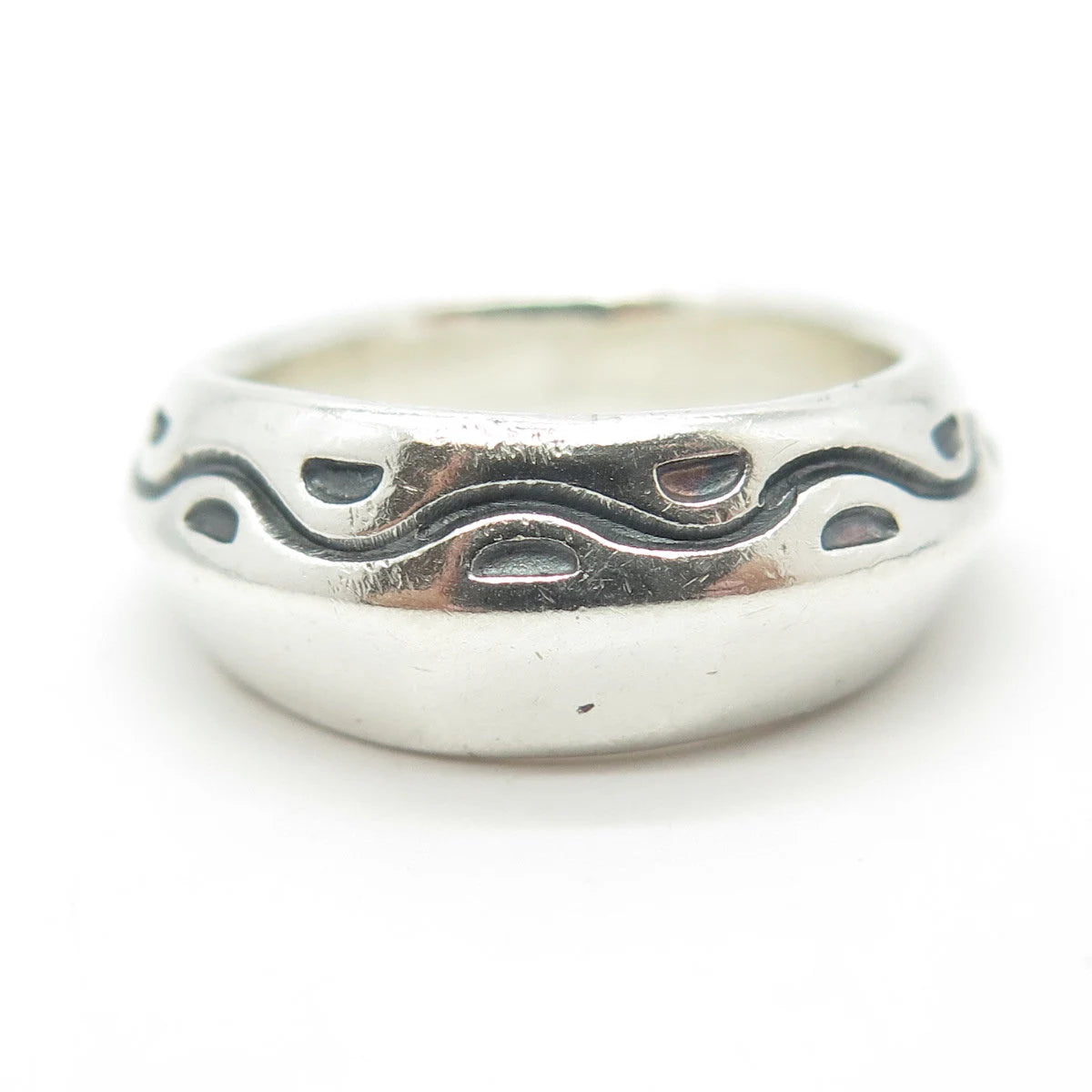 925 Sterling Silver Vintage Modernist Ring Size 7