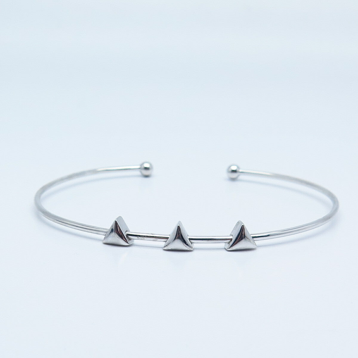 925 Sterling Silver SUN Triangle Accent Cuff Bracelet 7.5"