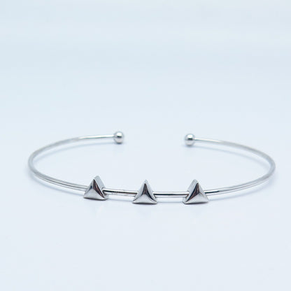925 Sterling Silver SUN Triangle Accent Cuff Bracelet 7.5"