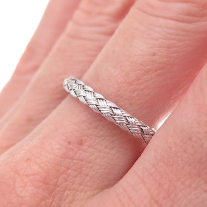 Jacmel Mauritius 925 Sterling Silver Italy Woven Band Ring Size 8.25