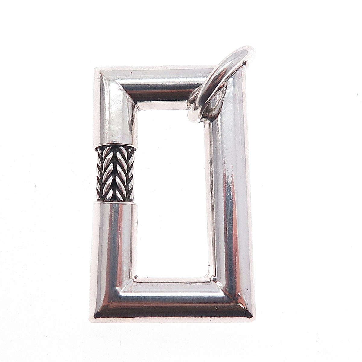 925 Sterling Silver Vintage Modernist Spiga Frame Oxidized Charm Pendant