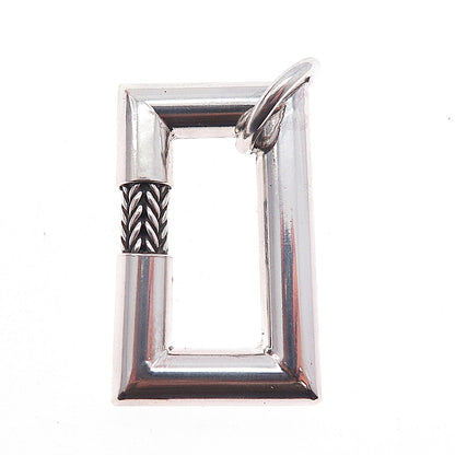 925 Sterling Silver Vintage Modernist Spiga Frame Oxidized Charm Pendant