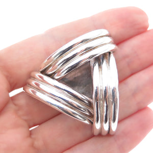 925 Sterling Silver Vintage Mexico Modernist Triangle Oxidized Pin Brooch
