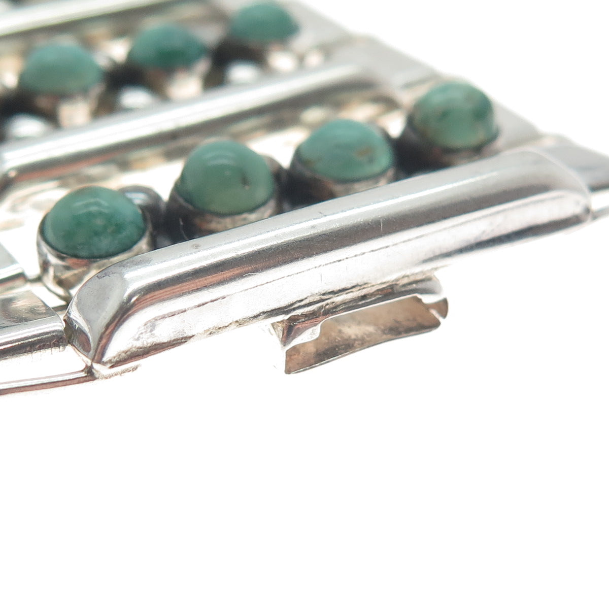 925 Sterling Vintage Mexico Royston Turquoise Snake Eye Heavy Bracelet 7.5"