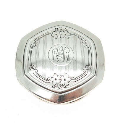 925 Sterling Silver Antique Art Deco Engraved Floral Flask / Jar Cap