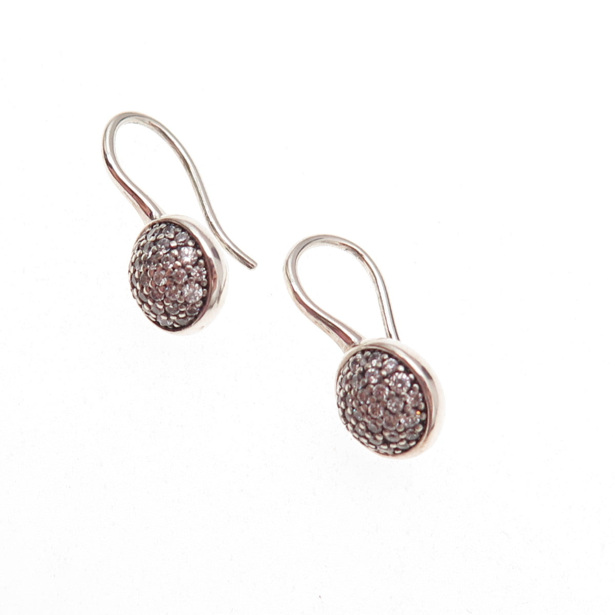 Pandora 925 Sterling Silver Round-Cut C Z Disc Earrings