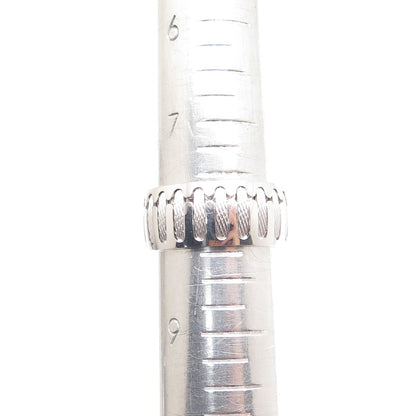 NEOS 925 Sterling Silver Textured Sewing Stitches Band Ring Size 8.25