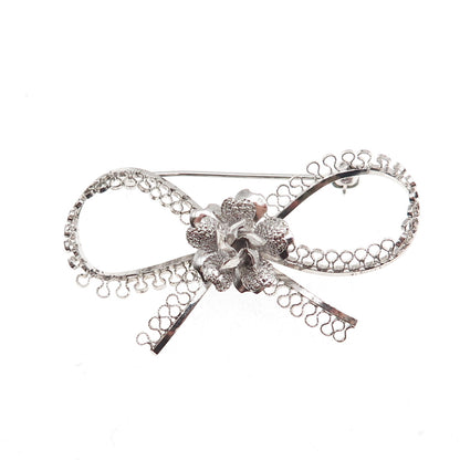 Star Art 925 Sterling Silver Antique Art Deco Flower Box Filigree Pin Brooch