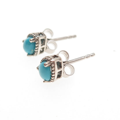 Chuck Clemency 925 Sterling Silver Real Turquoise Teardrop Stud Earrings