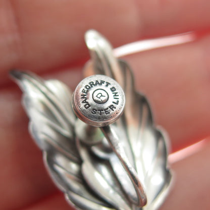 DANECRAFT 925 Sterling Silver Antique Art Deco Floral Leaf Screw Back Earrings