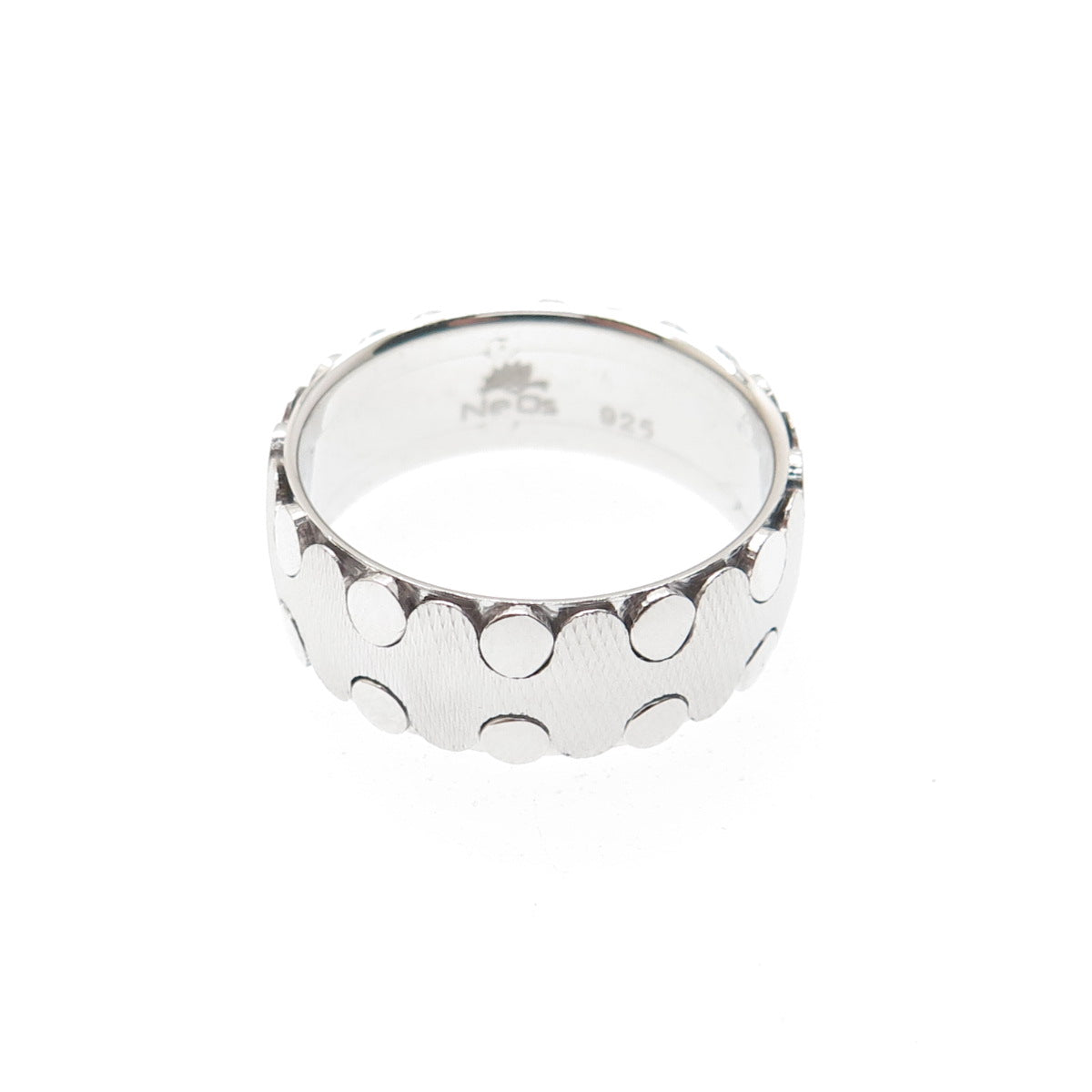 NEOS 925 Sterling Silver Textured Dotted Zig-Zag Band Ring Size 10.25