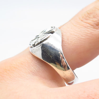 925 Sterling Silver Vintage Cross Domed Ring Size 12.75