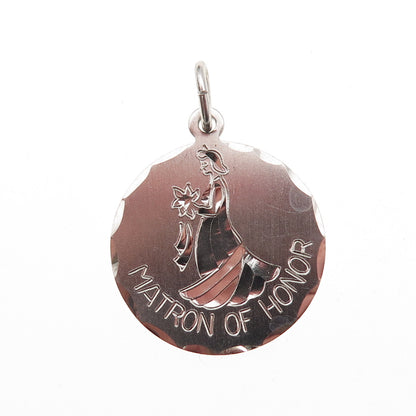 Elco 925 Sterling Silver Vintage Matron of Honor Charm Pendant