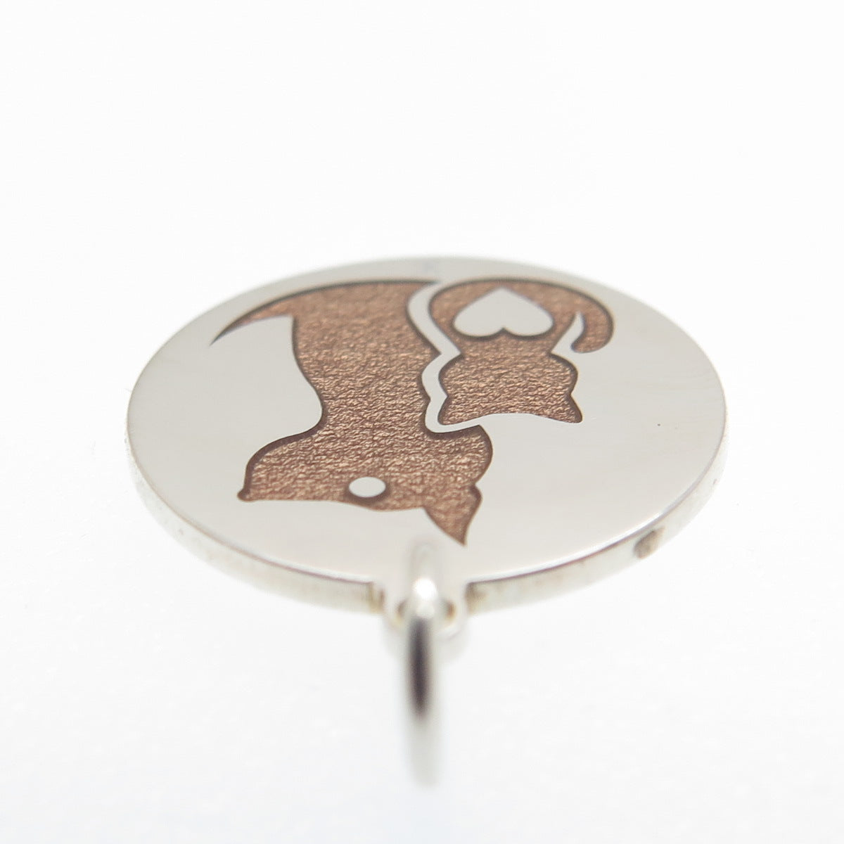 925 Sterling Silver Brown Enamel Cat & Dog Friendship Minimalist Charm Pendant