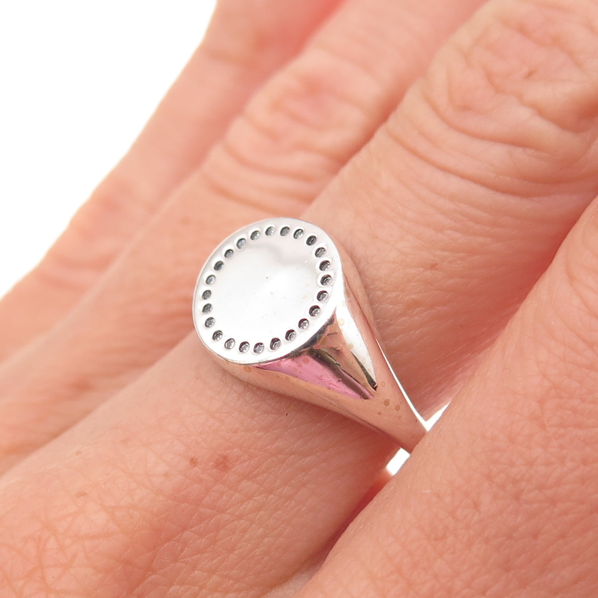 Pandora 925 Sterling Silver Round-Cut C Z Circle of Life Signet Ring Size 7