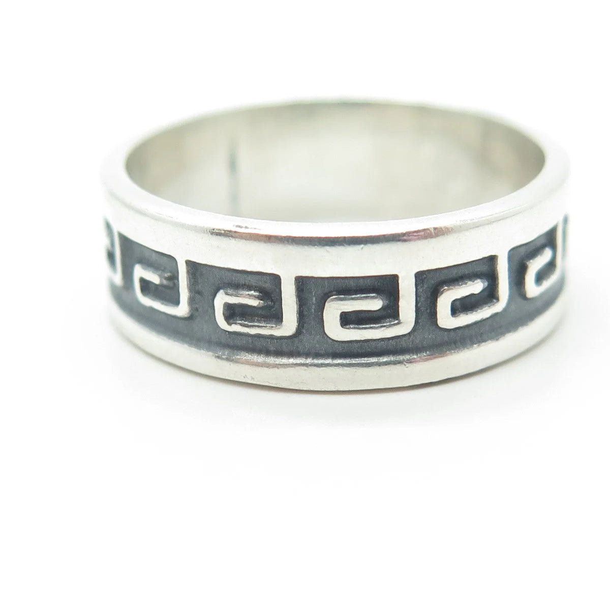 925 Sterling Silver Vintage Greek Maze Band Ring Size 10.75